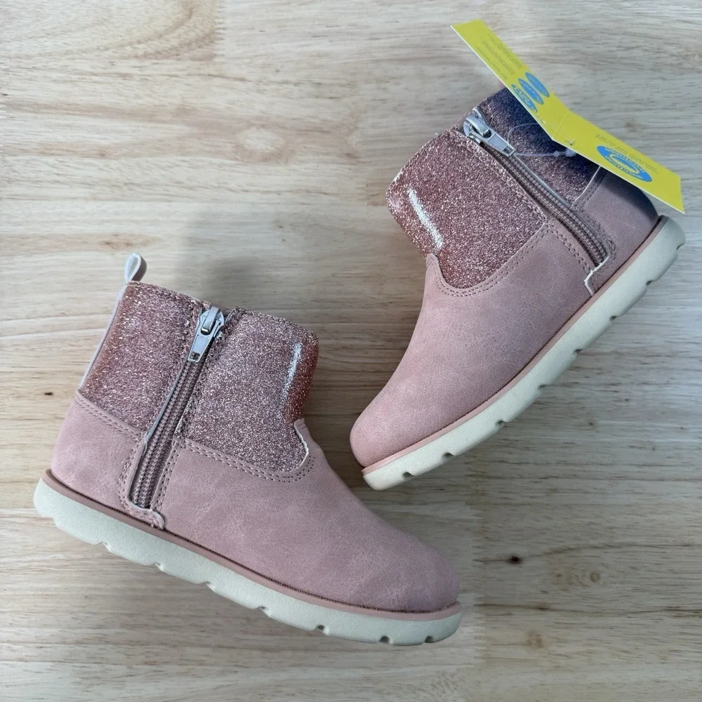 Munchkin Stride Rite Little Girl's Size 10M Avalon Pink Glitter Side-Zip Boots‎